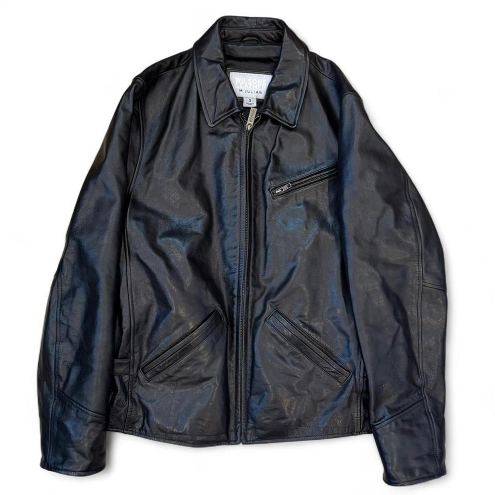 Vintage Wilsons M.Julian Black Full Zip Leather Jacket Adult Size Small Biker